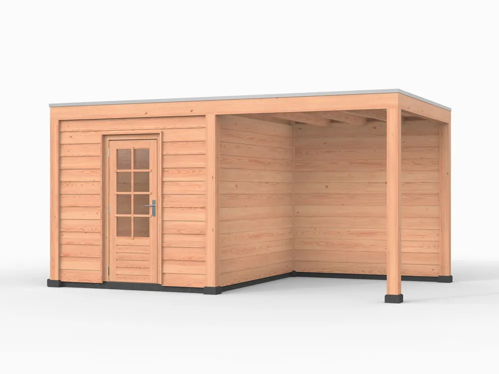 Douglas overkapping, 500 x 300, met achterwand en schuur, Westwood Elegant Gereduceerde Prijs