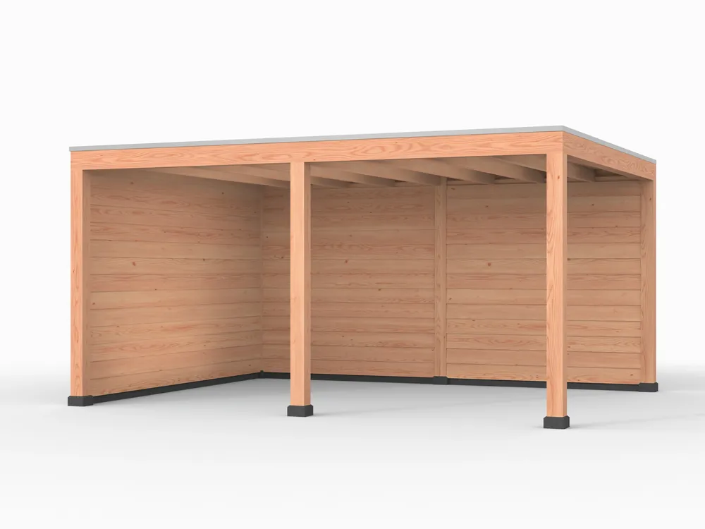 Veilige Betaling Douglas overkapping, 500 x 400, met achterwand en zijwand, Westwood Elegant
