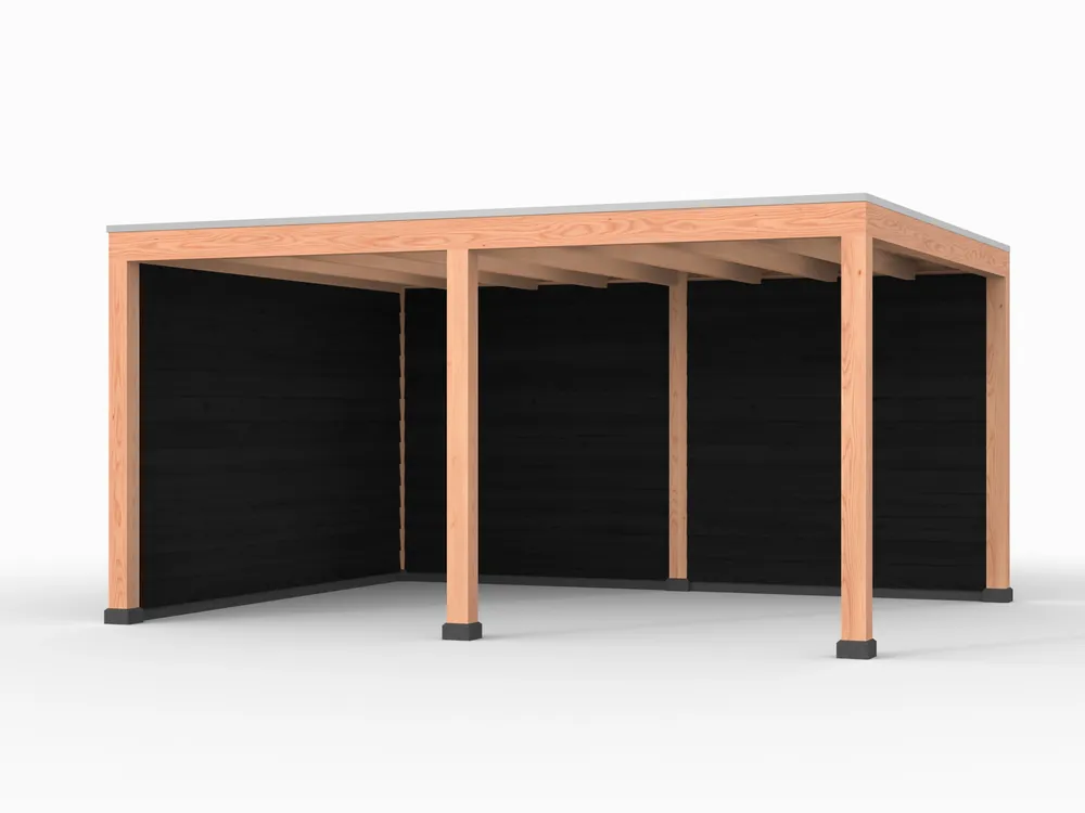 Douglas overkapping, 500 x 400, met achterwand en zijwand, Westwood Elegant zwart Lage Prijs