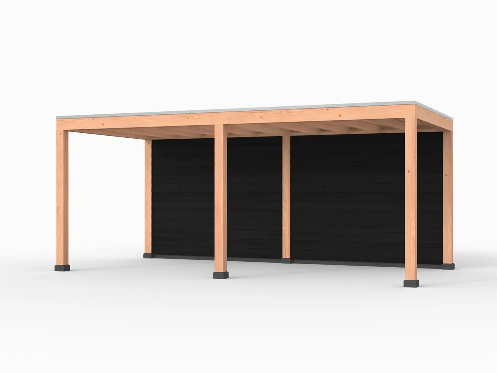 Douglas overkapping, 600 x 300, met achterwand, Westwood Elegant zwart Tijdelijk Beschikbaar