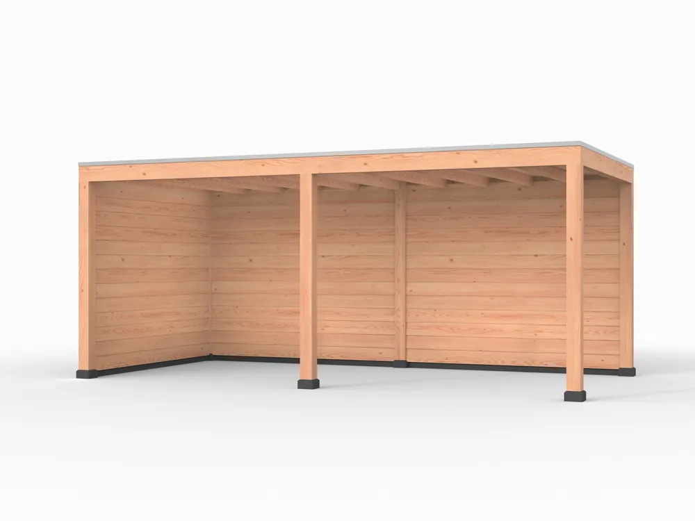 Laatste Versie Douglas overkapping, 600 x 300, met achterwand en zijwand, Westwood Elegant