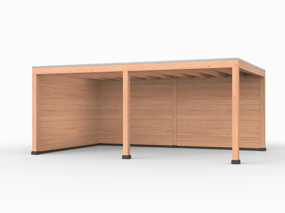 Hete Deal Douglas overkapping, 600 x 400, met achterwand en zijwand, Westwood Elegant zwart