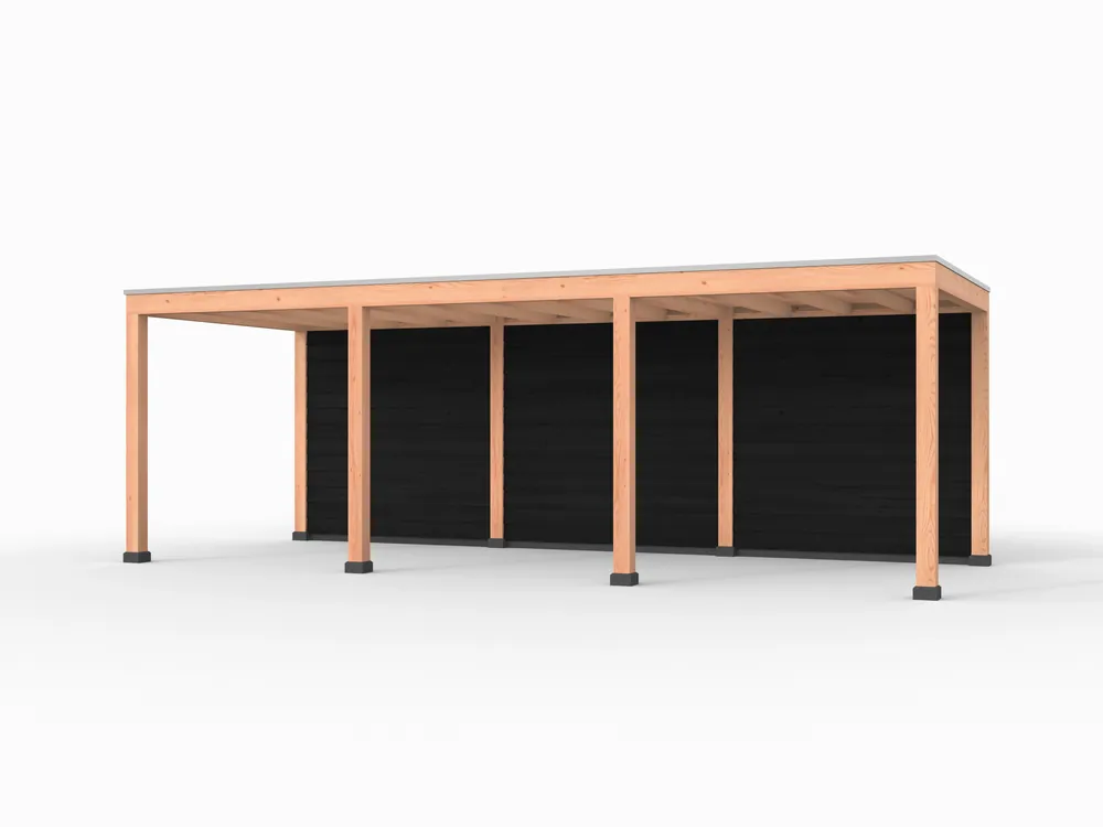 Douglas overkapping, 750 x 300, met achterwand, Westwood Elegant zwart Bestseller