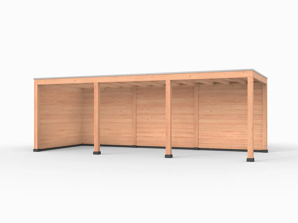 Fabrieksprijs Douglas overkapping, 750 x 300, met achterwand en zijwand, Westwood Elegant