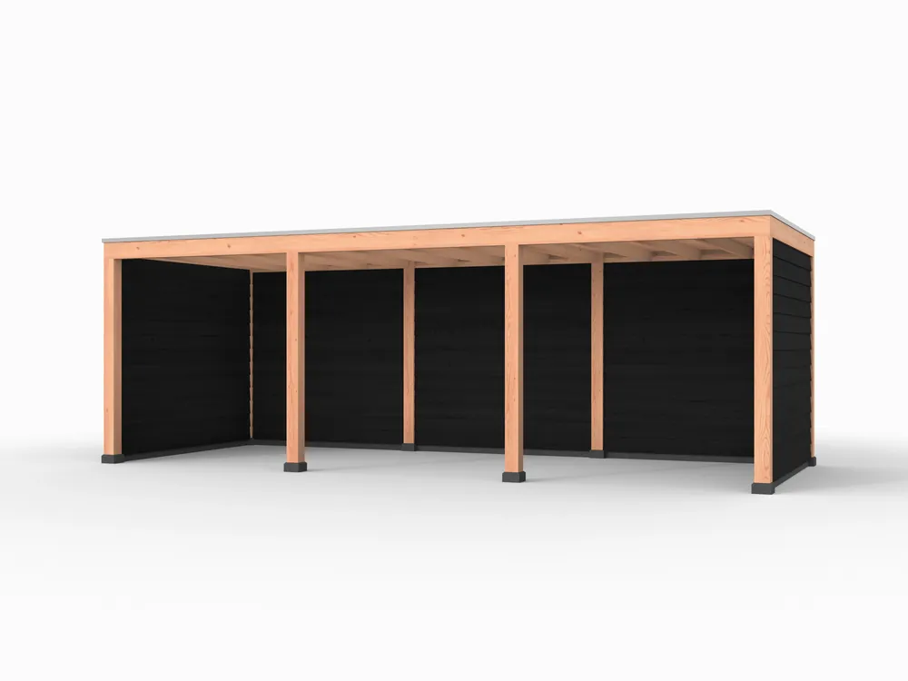 Dagaanbieding Douglas overkapping, 750 x 300, met achterwand en twee zijwanden, Westwood Elegant zwart