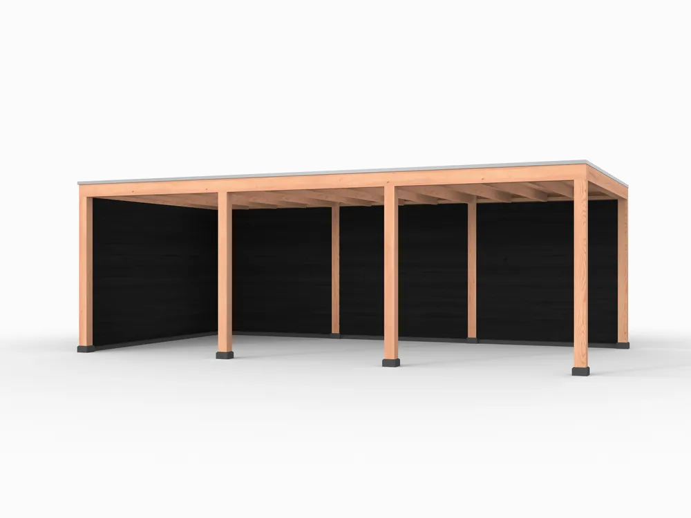 Actieprijs Douglas overkapping, 750 x 400, met achterwand en zijwand, Westwood Elegant zwart