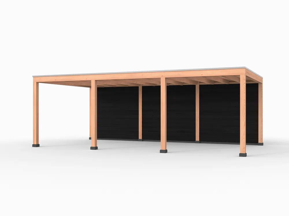 Populair Douglas overkapping, 750 x 400, met achterwand, Westwood Elegant zwart
