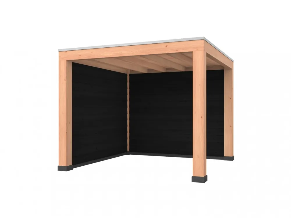 Douglas overkapping, 300 x 300, met achterwand en zijwand, Westwood Robuust zwart Goedkoop