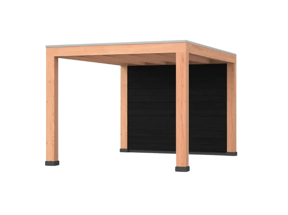 Douglas overkapping, 300 x 400, met achterwand, Westwood Robuust Zwart Bestel Nu