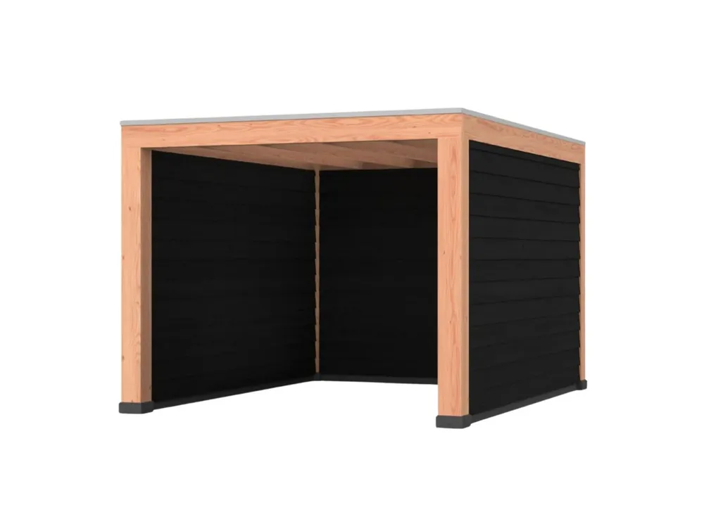 Lage Prijs Douglas overkapping, 300 x 400, met achterwand en twee zijwanden, Westwood Robuust zwart