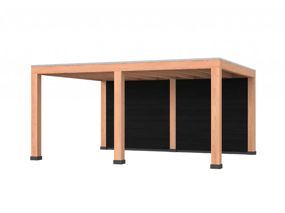 Lage Prijs Douglas overkapping, 500 x 400, met achterwand, Westwood Robuust zwart