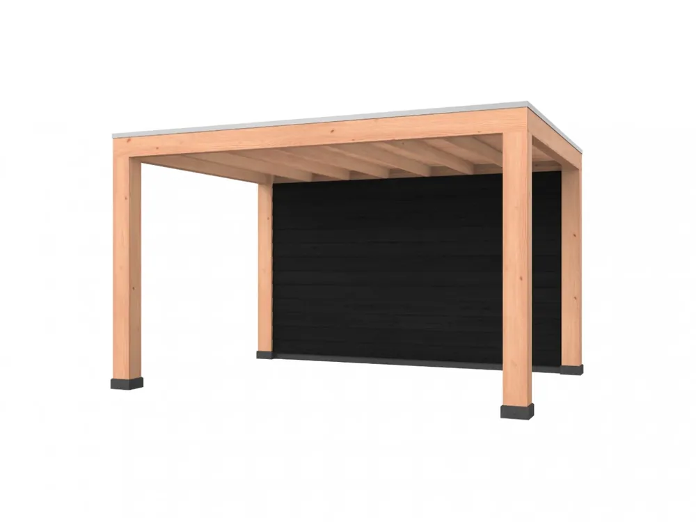 Douglas overkapping, 400 x 300, met achterwand, Westwood Robuust zwart Veilige Betaling