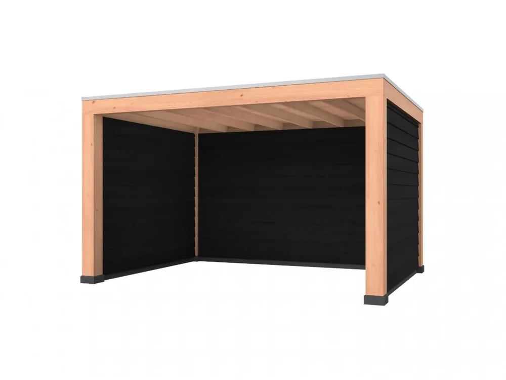 Douglas overkapping, 400 x 300, met achterwand en twee zijwanden, Westwood Robuust zwart Beste Prijs