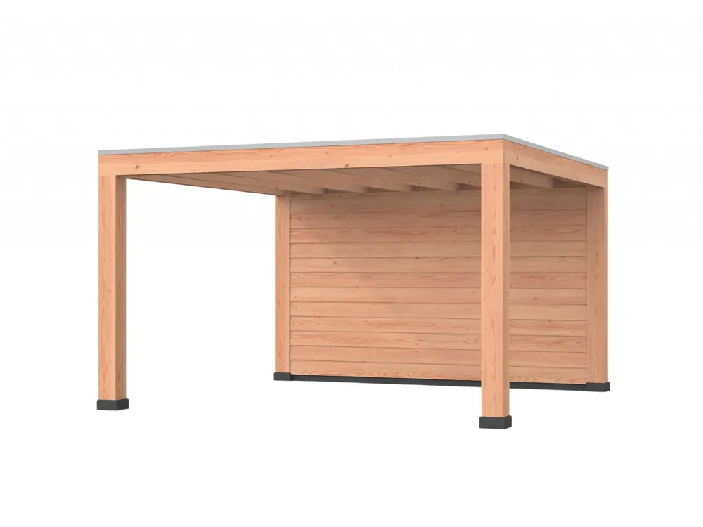Veilige Betaling Douglas overkapping, 400 x 400, met achterwand, Westwood Robuust