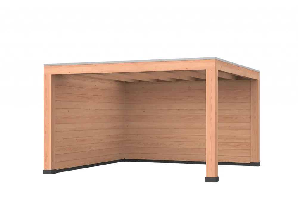 Alleen Vandaag Douglas overkapping, 400 x 400, met achterwand en zijwand, Westwood Robuust