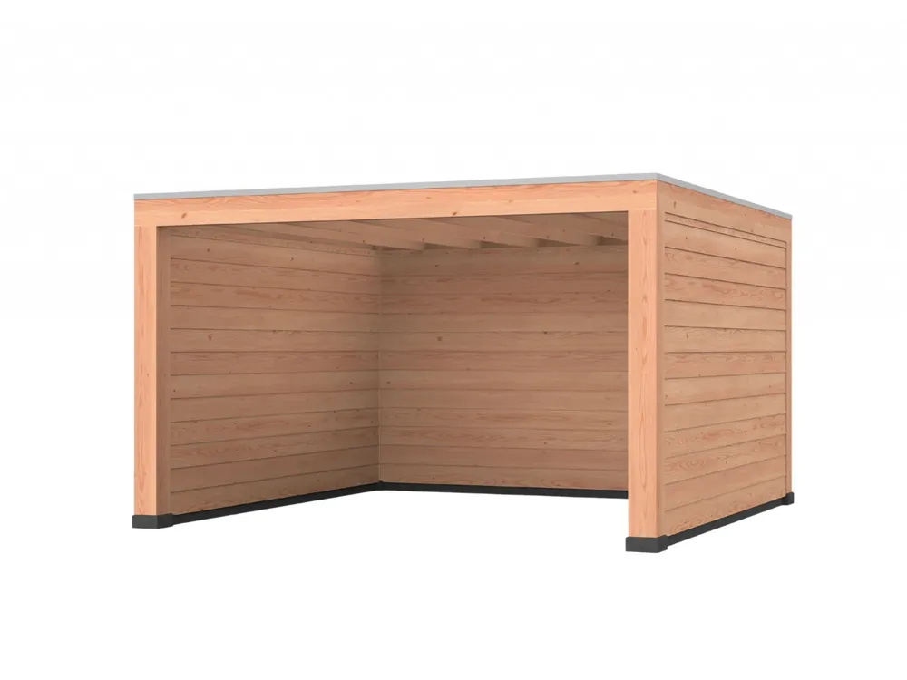 Betaalbaar Douglas overkapping, 400 x 400, met achterwand en twee zijwanden, Westwood Robuust