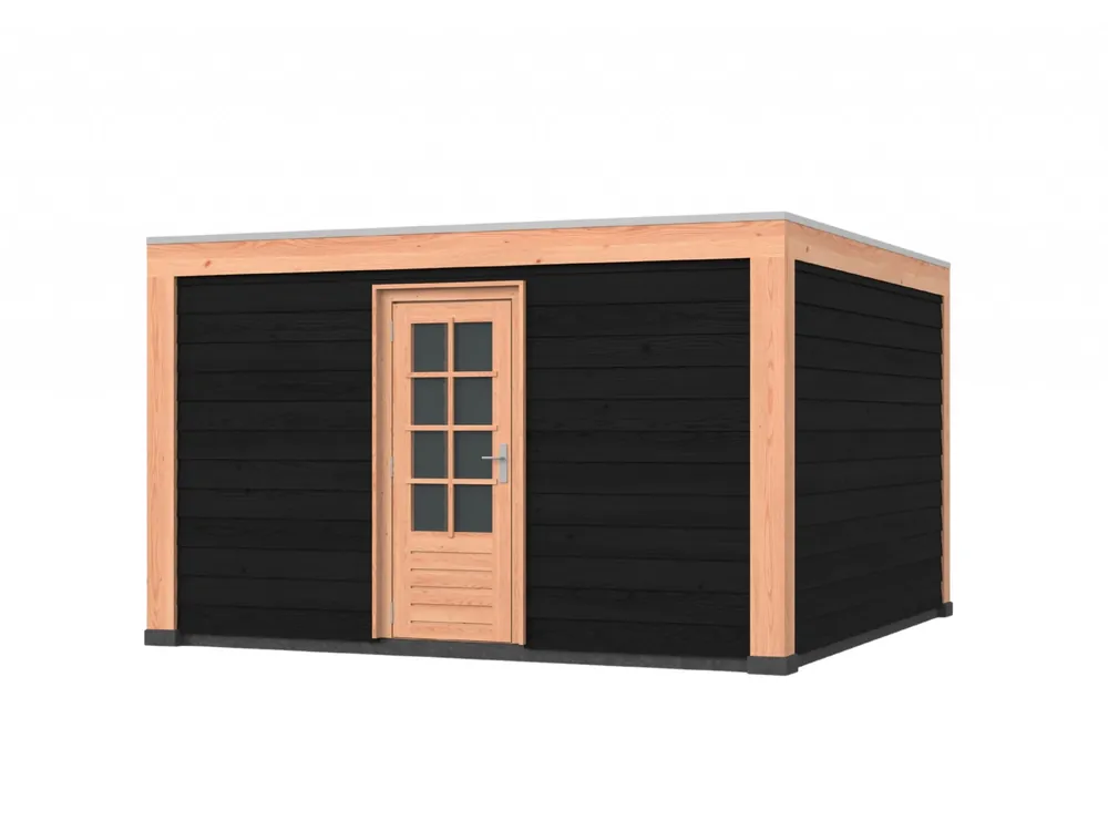 Laatste Versie Douglas overkapping, 400 x 400, met schuur, Westwood Robuust zwart