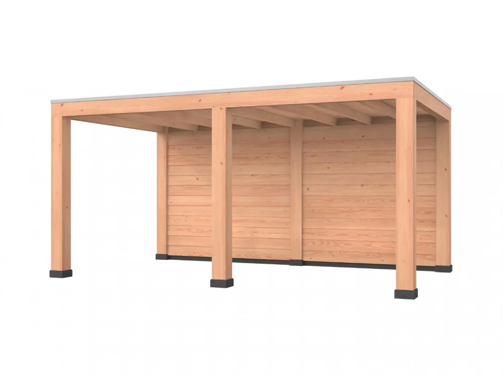 Hoge Kwaliteit Douglas overkapping, 500 x 300, met achterwand, Westwood Robuust