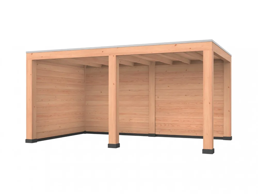 Douglas overkapping, 500 x 300, met achterwand en zijwand, Westwood Robuust Laatste Versie