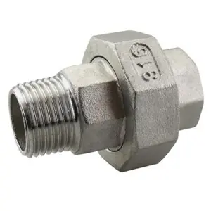 Gecertificeerd RVS koppeling driedelig 1/4" bi.dr. x. bu.dr. vlakke afdichting