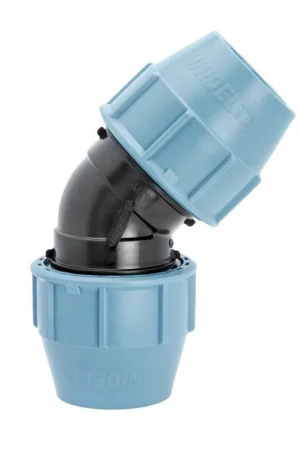 Beperkt Aanbod Tyleen knie 45gr 32mm, 2x klem - Unidelta PE koppeling