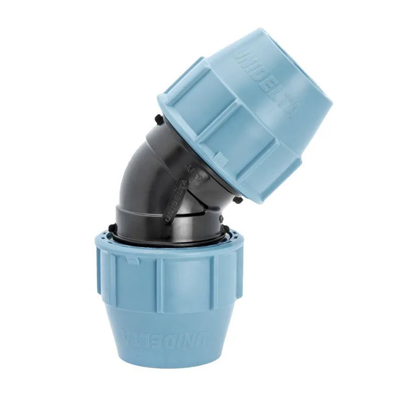 Tyleen knie 45gr 50mm, 2x klem - Unidelta PE koppeling Laatste Kans