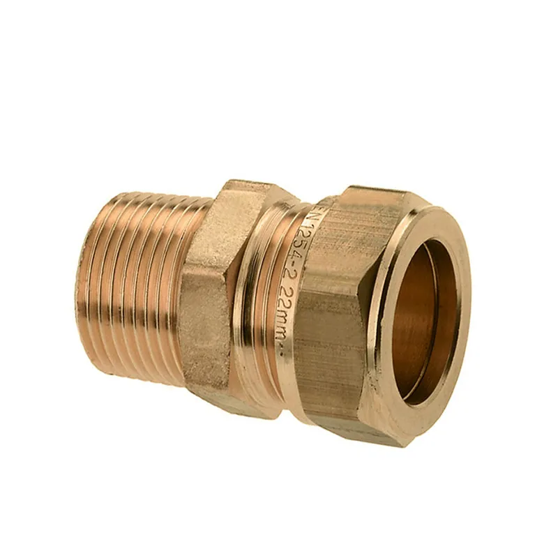 Messing draadkoppeling, knel x buitendraad - 28 mm x 3/4" Seizoensaanbieding