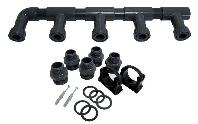 Premium PVC verdeelstuk 4-weg + ingang PVC Manifold