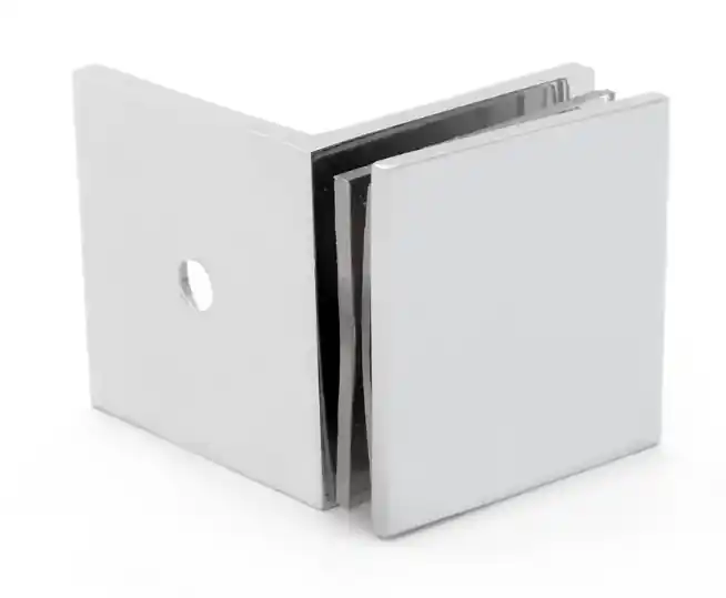 Hoge Kwaliteit Glasklem Granada wand-glas recht 90° (50x50mm) - Chroom