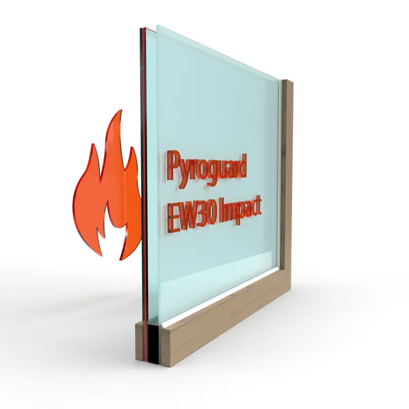 Hoge Kwaliteit Dubbel glas Pyroguard satijn EW30 Impact (houten constructie)
