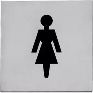 Intersteel Pictogram zelfklevend vierkant 76×76 WC dames rvs Op = Op