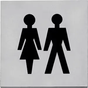 Tijdelijk Beschikbaar Intersteel Pictogram zelfklevend vierkant 76×76 WC dames en heren rvs