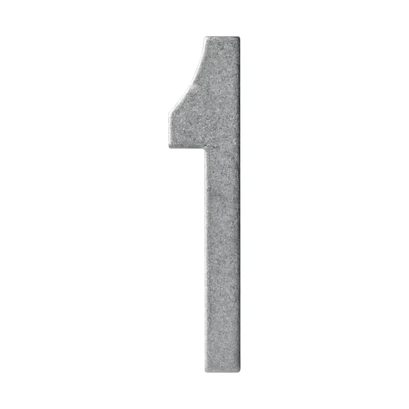 Intersteel huiscijfer 1 150 mm rvs getrommeld Direct Beschikbaar
