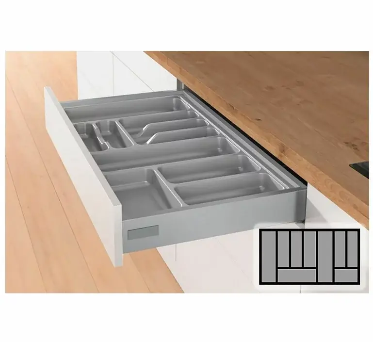 Express Levering Bestekbak d 370-440mm – b 801-900mm zilverkleurig