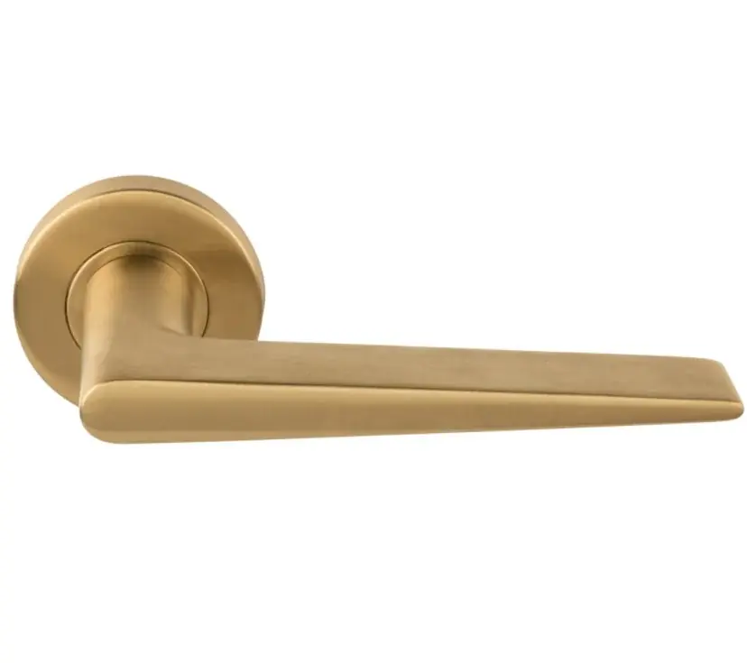 Deurklink BASICS LBXXIH op ronde rozet PVD mat goud Gereduceerde Prijs