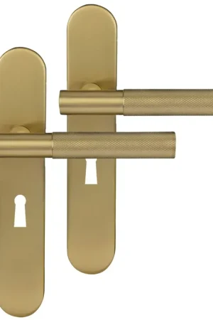 Differnz deurklink Utrecht op ovaal schild SL56 goud Superprijs