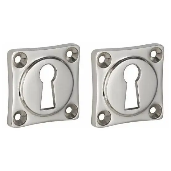 Set van twee sleutelplaatjes vierkant 39 mm glans nikkel Beperkt Aanbod