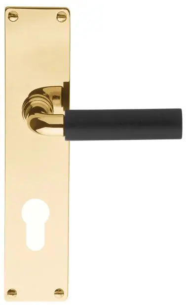 Speciale Aanbieding Deurklink op schild cilindergat TIMELESS 1923MPY PC72 messing ongelakt/ebbenhout