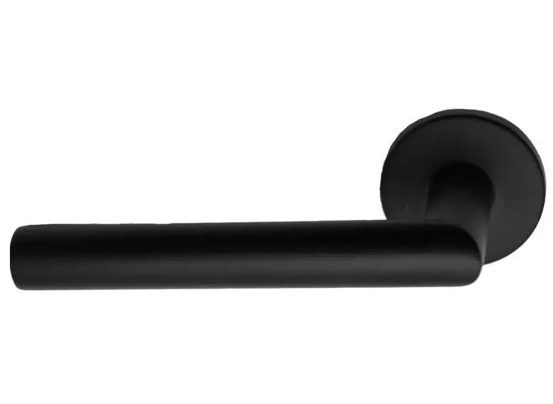 Enkele deurklink links BASICS LBII-19 op ronde rozet mat zwart Gratis Retour