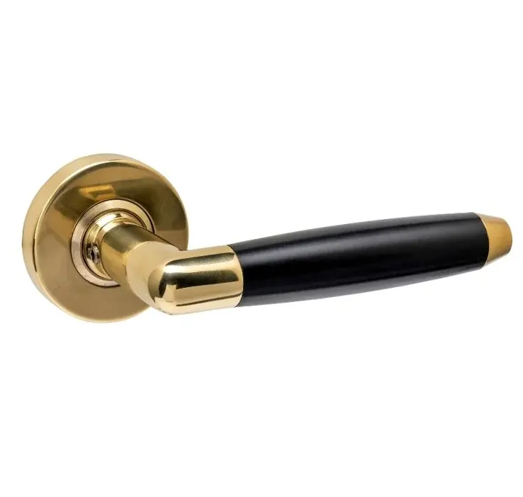 Lage Kosten Intersteel deurklink Combinatie op rozet verdekt ø53x10mm PVD messingkleur/zwart