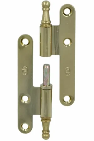 Gecertificeerd Paumellescharnier met kroonkop 100 x 56 x 2 mm rechts goud