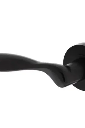 Intersteel enkele deurklink links George op ronde rozet 53x8mm met nokken mat zwart Veilige Betaling