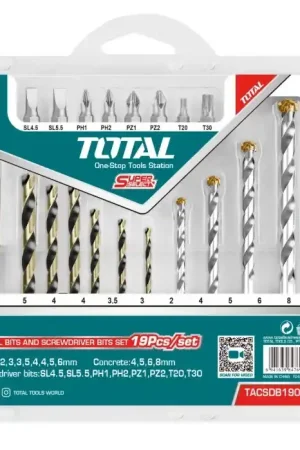Flitsaanbieding Total boor- en bitset 19 stuks TACSDB1901