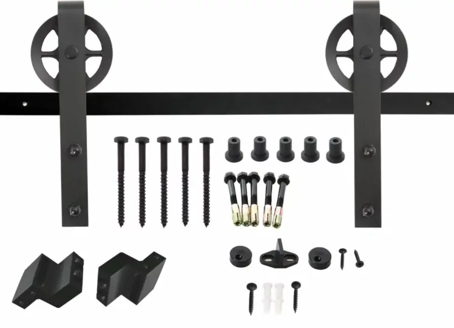 Intersteel Schuifdeur Systeem 2 meter hangrollen met spaakwiel staal mat zwart Hoge Kwaliteit