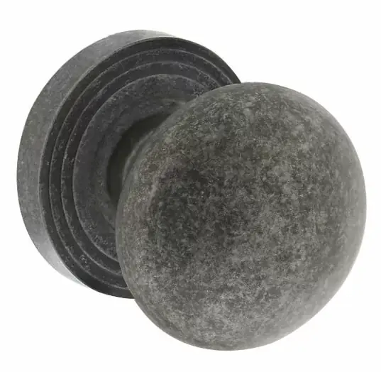 Intersteel knop op rozet vast gemonteerd met ril oud grijs Snelle Levering