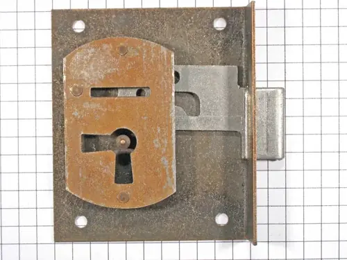 Nieuw Halfopdekslot verbronsd penmaat 35 mm links
