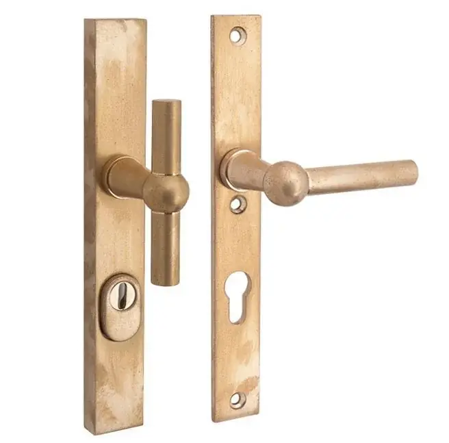 Actieprijs SKG3 PC55 knop/kruk op smalschild Chemin de fer rechts + kerntrekbeveiliging messing antiek