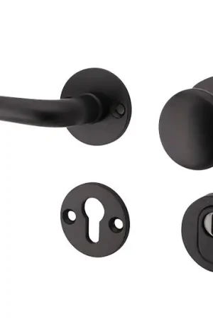 Aanbieding SKG3 knop/kruk op rozet Halfsabel links + kerntrekbeveiliging mat zwart