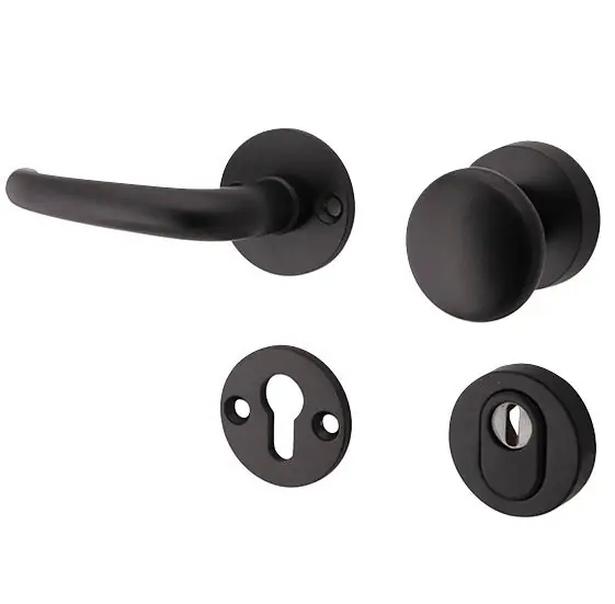Aanbieding SKG3 knop/kruk op rozet Halfsabel links + kerntrekbeveiliging mat zwart
