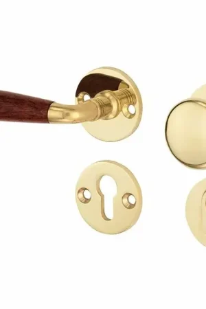 Alleen Vandaag SKG3 knop/kruk op rozet Bonton bubinga links + kerntrekbeveiliging messing ongelakt